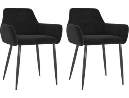 Conjunto 2 Cadeiras de Jantar  (Preto - Veludo - 56 x 56 x 78 cm)