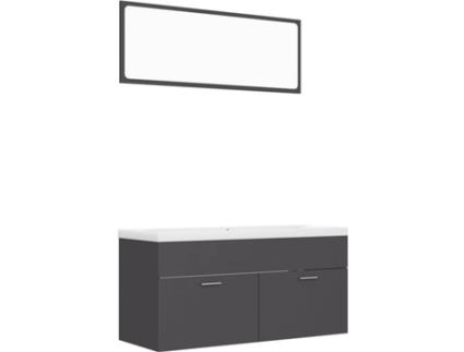 Conjunto de Móveis  3070894 (Cinzento - Aglomerado de Madeira - 100x38.5x46 cm)