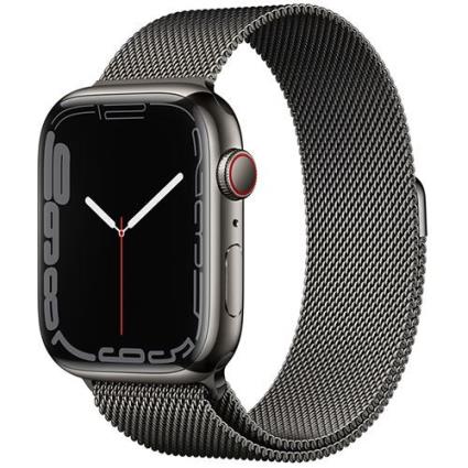 Watch Series 7 45mm - Cellular - Aço Inoxidável Grafite | Bracelete Loop Milanesa - Grafite