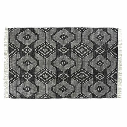 Tapete  Branco Preto Algodão (200 x 290 x 1 cm)