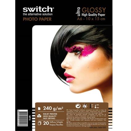 Papel Fotográfico Ultra Glossy para Impressoras Jato de Tinta, A6 (10 x 15 cm), Brilhante, 240 g/m², Branco