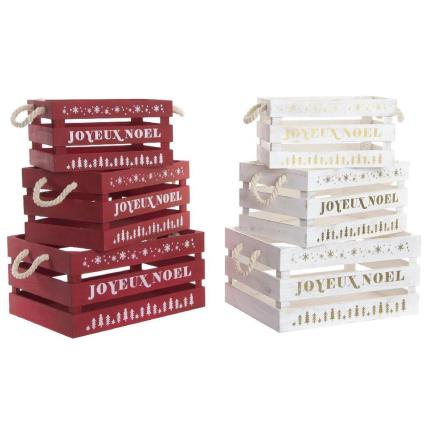 Jogo de Caixas Decorativas  Natal Madeira de paulónia (2 pcs) (40 x 30 x 20 cm)