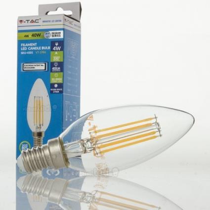 Lâmpada LED E14 4w»40W Luz Quente 400Lm VELA CLEARglass