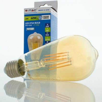 Lâmpada LED E27 6w»40W 2200K 500Lm ST64 EDISON VINTAGE