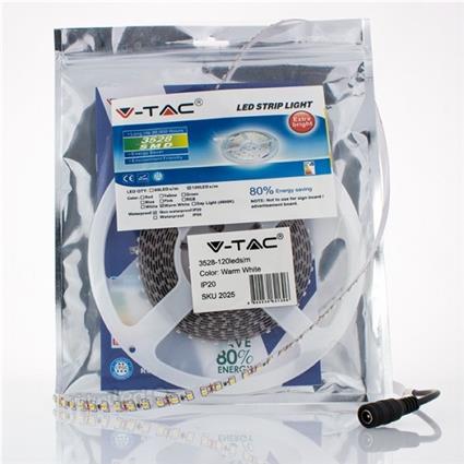 Fita LED 7,2W/m 3000K SMD3528 120LEDs/m 12V IP20 (5 metros)