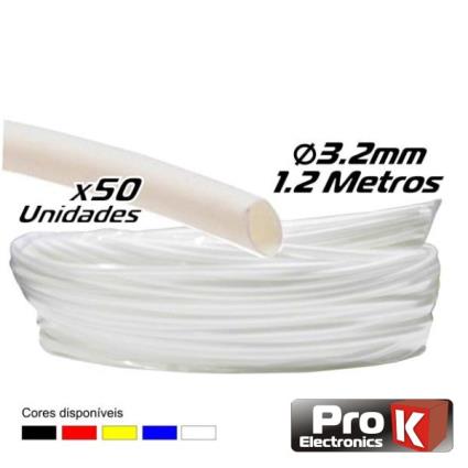 TUBO MANGA TERMORETRÁCTIL 3.2MM 1.2M 50X BRANCO 