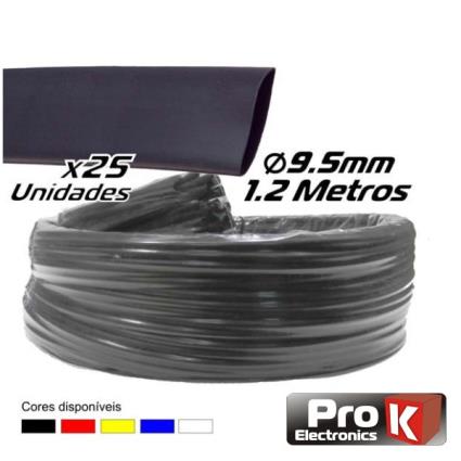 TUBO MANGA TERMORETRÁCTIL 9.5MM 1.2M 25X PRETO 