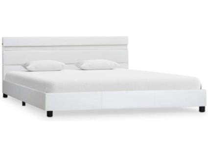 Cama LED  (Branco - Couro Artificial - 208x124x65 cm)