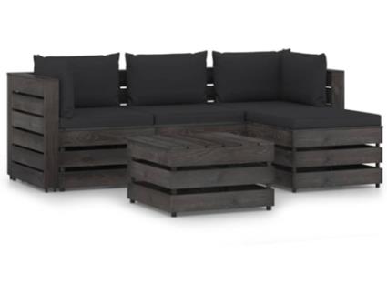 Conjunto Lounge  Com Almofadão 3068247 (Castanho - Madeira - 69 x 70 x 66 cm)