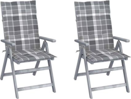 Conjunto 2 Cadeiras de Jardim  Reclináveis c/Almofadas 3064712 (56x70x110 cm - Madeira de Acácia)