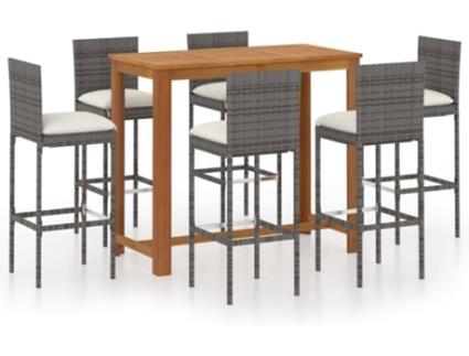Conjunto de Bar  3067993 (Preto - Madeira - 120x60x105 cm - 7 Peças)