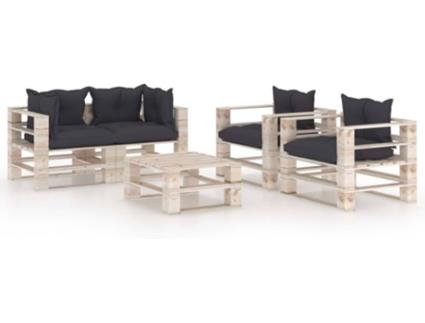 Conjunto Lounge  Com Almofadão (Antracite - Madeira - 80 x 67.5 x 62 cm)