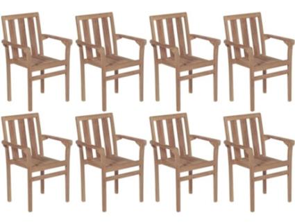 Conjunto 8 Cadeiras de Jardim  Empilháveis (58x50x89 cm - Madeira)