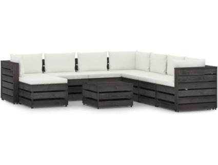 Conjunto Lounge  Com Almofadão 3068398 (Castanho - Madeira - 69 x 70 x 66 cm)
