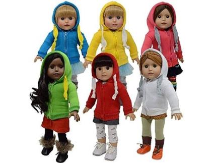 Acessório de Bonecos  Set of 6 Hoodie T-Shirts (Idade Mínima: 4 Anos - 9.3x6x3.3 cm)