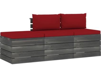 Conjunto de Jardim  Lounge 3061764 (Vermelho - Madeira - 60x65x71.5 cm - 3 Peças)