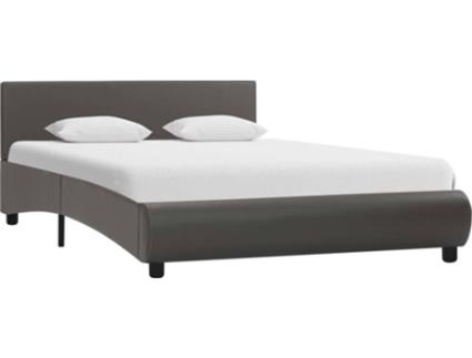 Cama LED  (Cinzeto - Couro Artificial - 217x124x65 cm)
