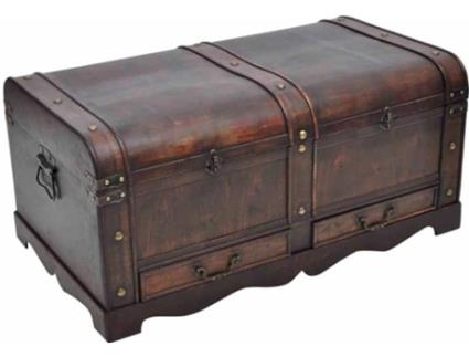 Baú  (Castanho - Madeira - 90x51x42 cm)