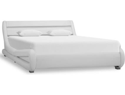 Cama LED  (Branco - Couro Artificial - 217x135x60 cm)