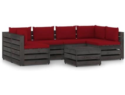 Conjunto Lounge  Com Almofadão 3068345 (Castanho - Madeira - 69 x 70 x 66 cm)