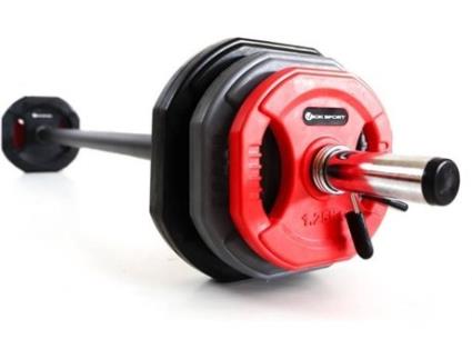 Conjunto Fitness  de barra de Musculação e discos