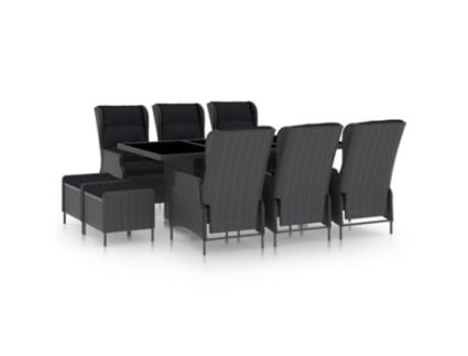 Conjunto de Jantar  Com Almofadão 3060157 (Cinzento - Vime - 200 x 100 x 74 cm)