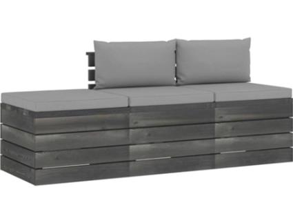 Conjunto de Jardim  Lounge (Cinzento - Madeira - 60x65x71.5 cm - 3 Peças)