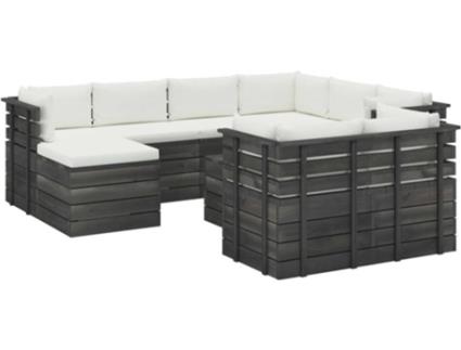 Conjunto de Jardim  Lounge (Bege - Madeira - 60x65x71.5 cm - 10 Peças)