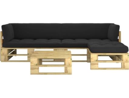 Conjunto Lounge  Com Almofadão 3066764 (Verde - Madeira - 110 x 66 x 55 cm)