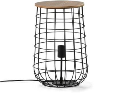 Candeeiro de Mesa  Mint (Preto - E27 - Máx. 40W - Metal, Madeira)