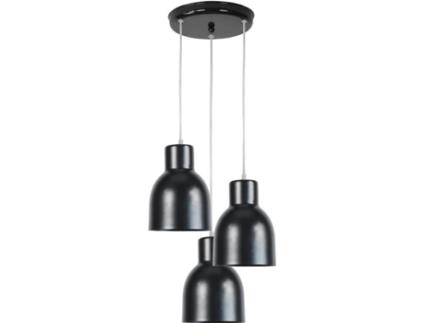 Candeeiro de Teto  Carlson 3 Lâmpadas (Preto - E27 - Máx. 40W - Metal)