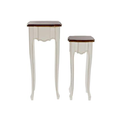 Conjunto de 2 mesas  Branco Castanho (2 pcs) (35 x 35 x 80 cm)