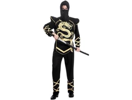 Fato de Homem  Ninja Preto E Dourado (Tam: M/L)