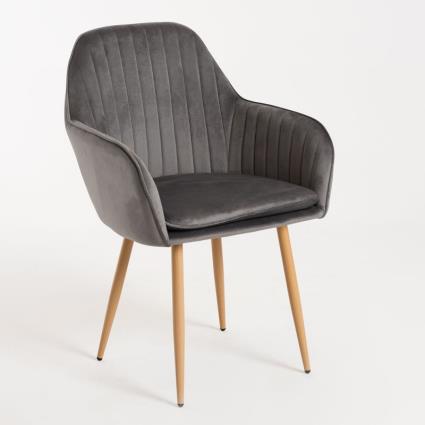 Cadeira de Jantar  Chic (Cinzento Escuro - Veludo, Aço Reforçado - 87 x 41 x 41 cm)
