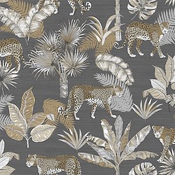 Papel de parede  LEOPARDO NEGRO MARRON DOURADO