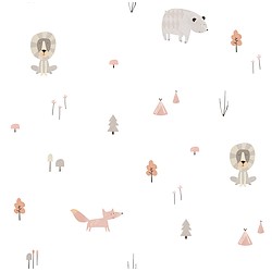 Papel de parede  ANIMAIS NA SELVA BEGE