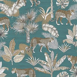 Papel de parede  LEOPARDO AZUL BEGE