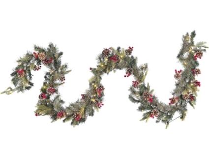 Guirlanda de Natal verde com LED e efeito de neve 270 cm PAIMIO