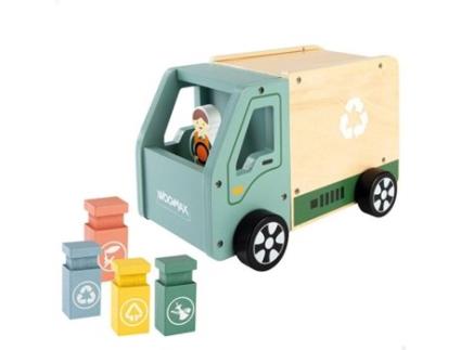 Brinquedo de Madeira  Camião de reciclagem