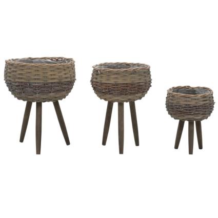 Vaso  3 Peças (Castanho - Vime - 20x29 cm)