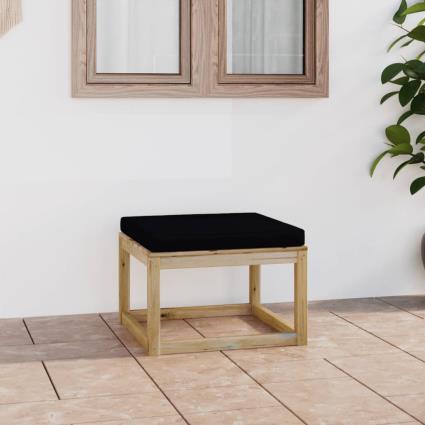 Repousa-Pés  com Almofadas (Preto - Madeira - 60x60x36,5 cm)