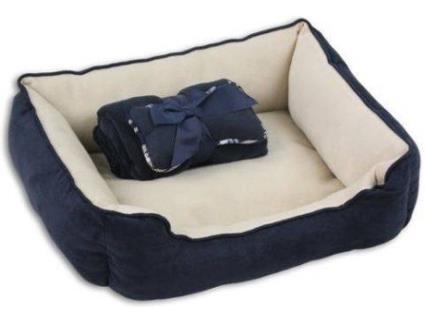 Cama para Cães  3 em 1 (Azul e Bege - 56x43x17,8 cm)