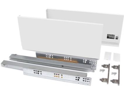 Kit de Gaveta Vertex para Cozinha e Banho, , Altura 178 Mm, Prof. 500 Mm, 40 Kg, Fecho Suave, Aço, Branco
