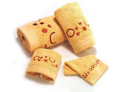 Conjunto de 4 Toalhas de Banho  (Algodão - Creme)