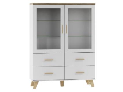 display cabinet LOTTA 2D4D white + sonoma oak