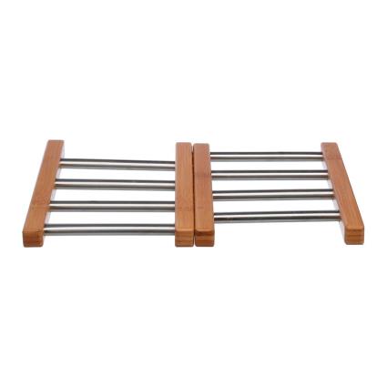 Protetor de toalhas extensível de bambu e inox