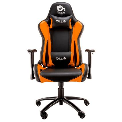 Talius Silla Gaming Lizard - Reposabrazos Ajustable 2d - Inclinacion Ajustable Hasta 180? - Cojin Lumbar Ajustable - Almohada Cervical - Mecanismo Butterfly - Ruedas de Nylon - Piston de gas Clase 4 - Base Aluminio - Peso Max. 120kg - Color Negro/naranja