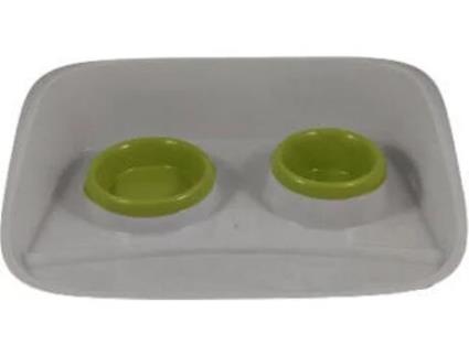 Comedouro para Cães, Gatos  Duplo 332538 (46 cm x 30 cm x 10 cm - Plástico)