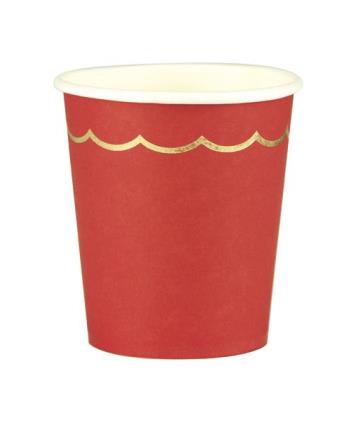 Copos Rebordo Dourado - Vermelho