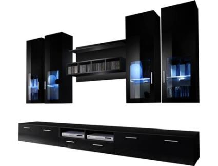 Conjunto de Móveis de TV  Acosta (Preto - 300x45,6x190 cm)